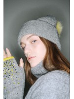 韓國MARDI MERCREDI - BEANIE FOX POMPOM (GREY)
