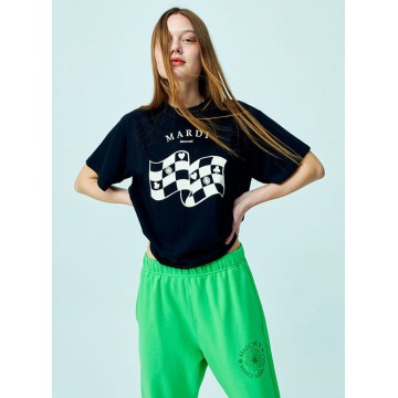 韓國MARDIMERCREDI - TSHIRT CHECKER_BLACK CREAM