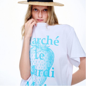 韓國MARDIMERCREDI - TSHIRT LES FRAISES DE MAISON_WHITE SKY