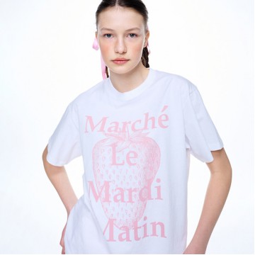 韓國MARDIMERCREDI - TSHIRT LES FRAISES DE MAISON_WHITE PINK