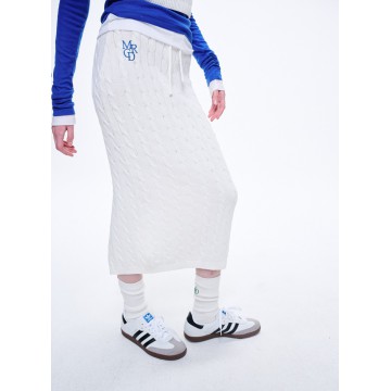 韓國MARDI MERCREDI - CABLE MAXI SKIRT MRCD_WHITE BLUE