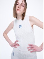 韓國MARDI MERCREDI - CABLE TOP SLEEVELESS MRCD_WHITE BLUE