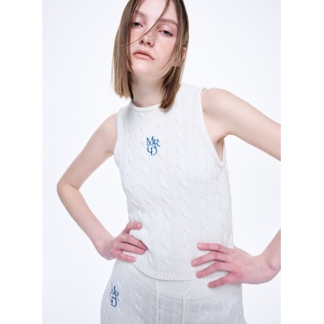 韓國MARDI MERCREDI - CABLE TOP SLEEVELESS MRCD_WHITE BLUE