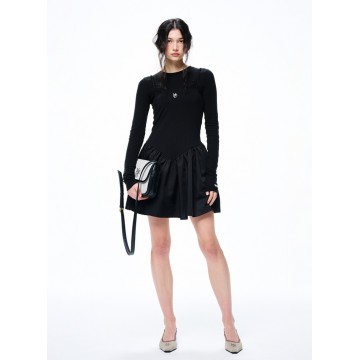 韓國MARDI MERCREDI - MINI LAYERED DRESS STRAP MRCD_BLACK WHITE