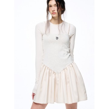 韓國MARDI MERCREDI - MINI LAYERED DRESS STRAP MRCD_OATMEAL BLACK