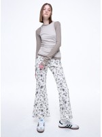 韓國MARDI MERCREDI - FLARE JEANS FLORAL_GREY