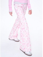 韓國MARDI MERCREDI - FLARE JEANS FLORAL_PINK