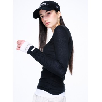 韓國MARDI MERCREDI - DOUBLE LAYERED TOP_BLACK WHITE