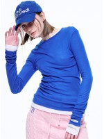 韓國MARDI MERCREDI - DOUBLE LAYERED TOP_BLUE WHITE