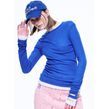 韓國MARDI MERCREDI - DOUBLE LAYERED TOP_BLUE WHITE