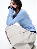 韓國MARDI MERCREDI - DOUBLE LAYERED TOP_SKY NAVY