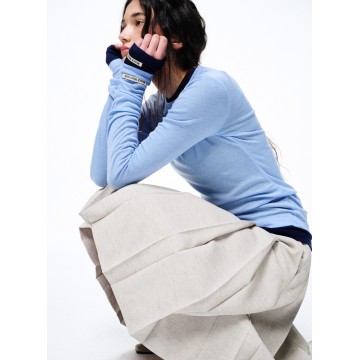 韓國MARDI MERCREDI - DOUBLE LAYERED TOP_SKY NAVY
