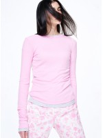 韓國MARDI MERCREDI - DOUBLE LAYERED TOP_PINK HEATHER