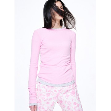 韓國MARDI MERCREDI - DOUBLE LAYERED TOP_PINK HEATHER