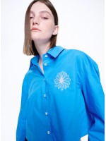 韓國MARDI MERCREDI - CROPPED POPLIN SHIRT_BLUE IVORY