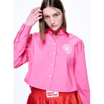 韓國MARDI MERCREDI - CROPPED POPLIN SHIRT_FUCHSIA IVORY