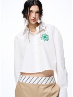 韓國MARDI MERCREDI - CROPPED POPLIN SHIRT_WHITE GREEN