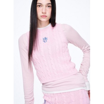 韓國MARDI MERCREDI - CABLE TOP SLEEVELESS MRCD_PINK BLUE