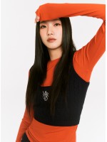 韓國MARDI MERCREDI - CABLE CROPPED TOP MRCD_NAVY WHITE