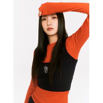 韓國MARDI MERCREDI - CABLE CROPPED TOP MRCD_NAVY WHITE