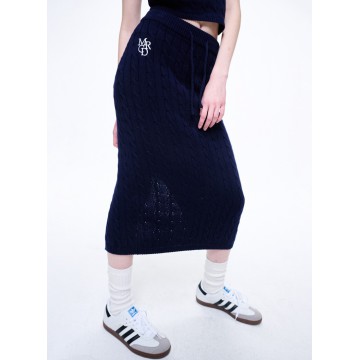 韓國MARDI MERCREDI - CABLE MAXI SKIRT MRCD_NAVY WHITE