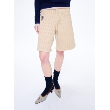韓國MARDI MERCREDI - CABLE BERMUDA MRCD_BEIGE NAVY