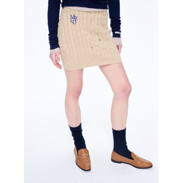 韓國MARDI MERCREDI - CABLE MINI SKIRT MRCD_BEIGE NAVY