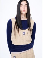 韓國MARDI MERCREDI - CABLE CROPPED TOP MRCD_BEIGE NAVY
