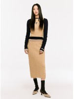 韓國MARDI MERCREDI - CABLE MAXI SKIRT MRCD_BEIGE NAVY