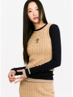 韓國MARDI MERCREDI - CABLE TOP SLEEVELESS MRCD_BEIGE NAVY