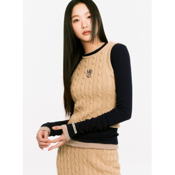 韓國MARDI MERCREDI - CABLE TOP SLEEVELESS MRCD_BEIGE NAVY