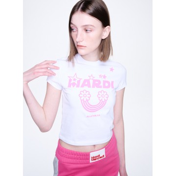 韓國MARDI MERCREDI - CROPPED TSHIRT RAINBOW_WHITE PINK