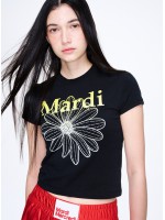 韓國MARDI MERCREDI - CROPPED TSHIRT FLOWERMARDI GRADATION_BLACK YELLOW