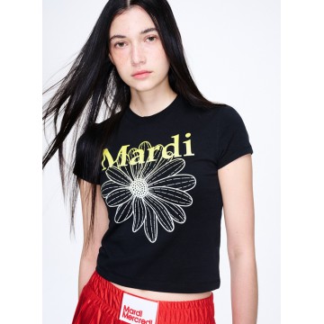 韓國MARDI MERCREDI - CROPPED TSHIRT FLOWERMARDI GRADATION_BLACK YELLOW