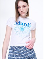 韓國MARDI MERCREDI - CROPPED TSHIRT FLOWERMARDI GRADATION_WHITE BLUE