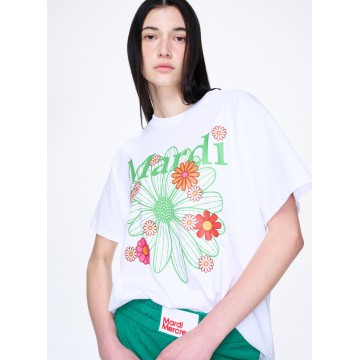 【韓國獨家限時優惠】韓國MARDI MERCREDI - TSHIRT FLOWERMARDI BLOSSOM_WHITE GREEN