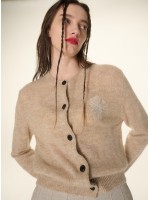 韓國MARDI MERCREDI - MOHAIR CARDIGAN ROUND NECK_BEIGE IVORY