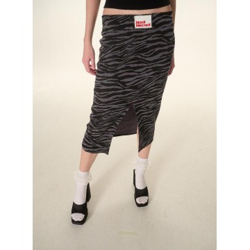 韓國MARDI MERCREDI - MIDI SKIRT ZEBRA_CHARCOAL