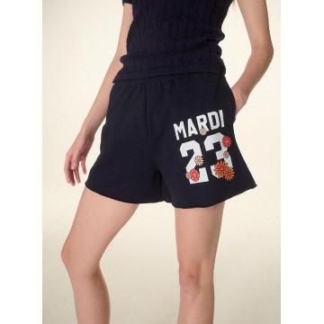 韓國MARDI MERCREDI -  SWEAT SHORTS NUMERO 23_NAVY WHITE