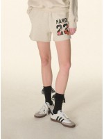 韓國MARDI MERCREDI -  SWEAT SHORTS NUMERO 23_OATMEAL BLACK