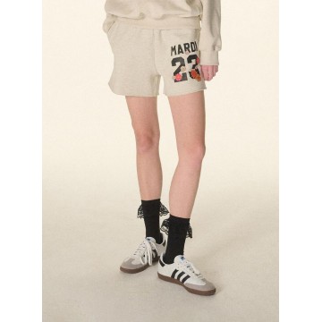 韓國MARDI MERCREDI -  SWEAT SHORTS NUMERO 23_OATMEAL BLACK