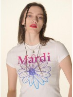 韓國MARDI MERCREDI - CROPPED TSHIRT FLOWERMARDI GRADATION_WHITE PURPLE
