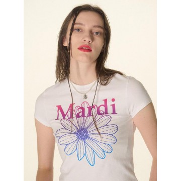 韓國MARDI MERCREDI - CROPPED TSHIRT FLOWERMARDI GRADATION_WHITE PURPLE