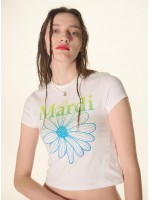 韓國MARDI MERCREDI - CROPPED TSHIRT FLOWERMARDI GRADATION_WHITE LIME