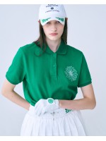 韓國MARDIMERCREDI - PIQUET TSHIRT FLOWER NEEDLEWORK_GREEN IVORY