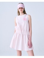 韓國MARDIMERCREDI - SEERSUCKER FLARE MINI DRESS FLOWER NEEDLEWORK_PINK