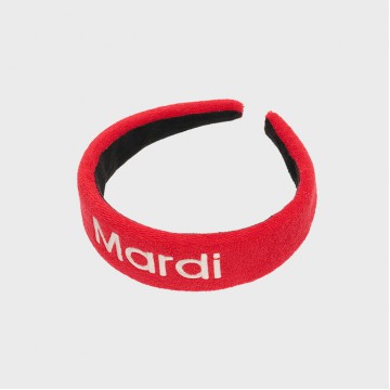 韓國MARDIMERCREDI - HAIR BAND LOGO EMBELLISHMENT TERRY_RED WHITE