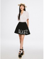 韓國MARDIMERCREDI - FLARE BANDING SKIRT_BLACK WHITE