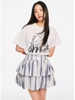 韓國MARDIMERCREDI - VOLUME MINI SKIRT STRIPE FRILL_BLUE