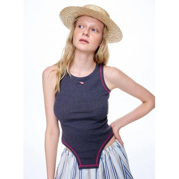 韓國MARDIMERCREDI - BODY SUIT DETAIL SLEEVELESS TOP_CHARCOAL